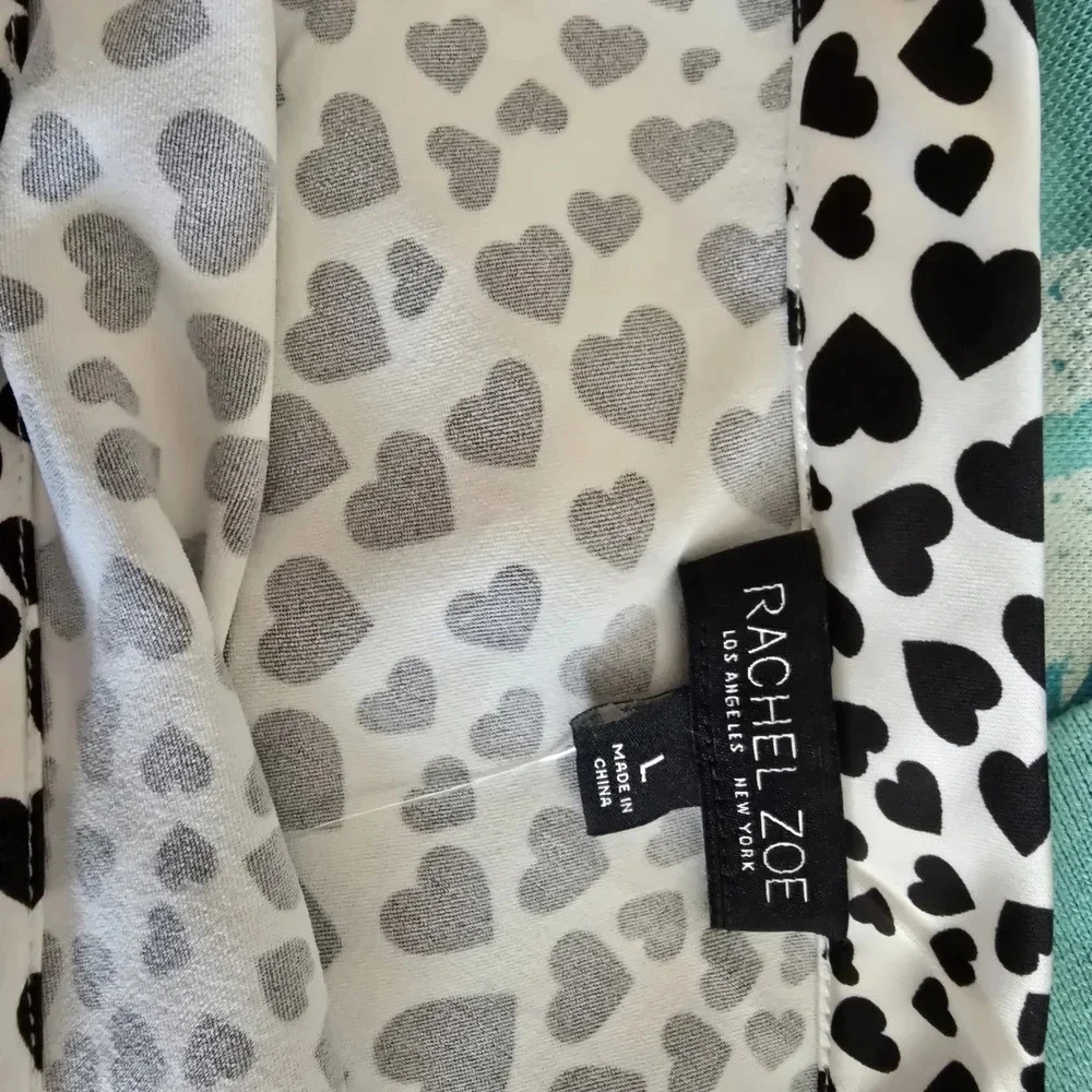 Rachel Zoe Black and White Hearts Patterned A-Line Skirt